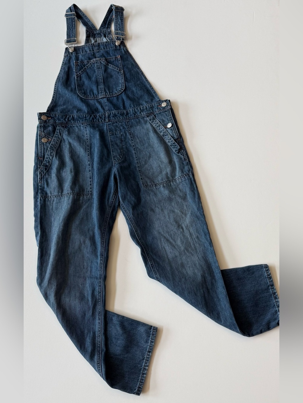 Gap Denim Women’s S Crop Slouchy Overalls Medium Wash Classic Boho Lightweight